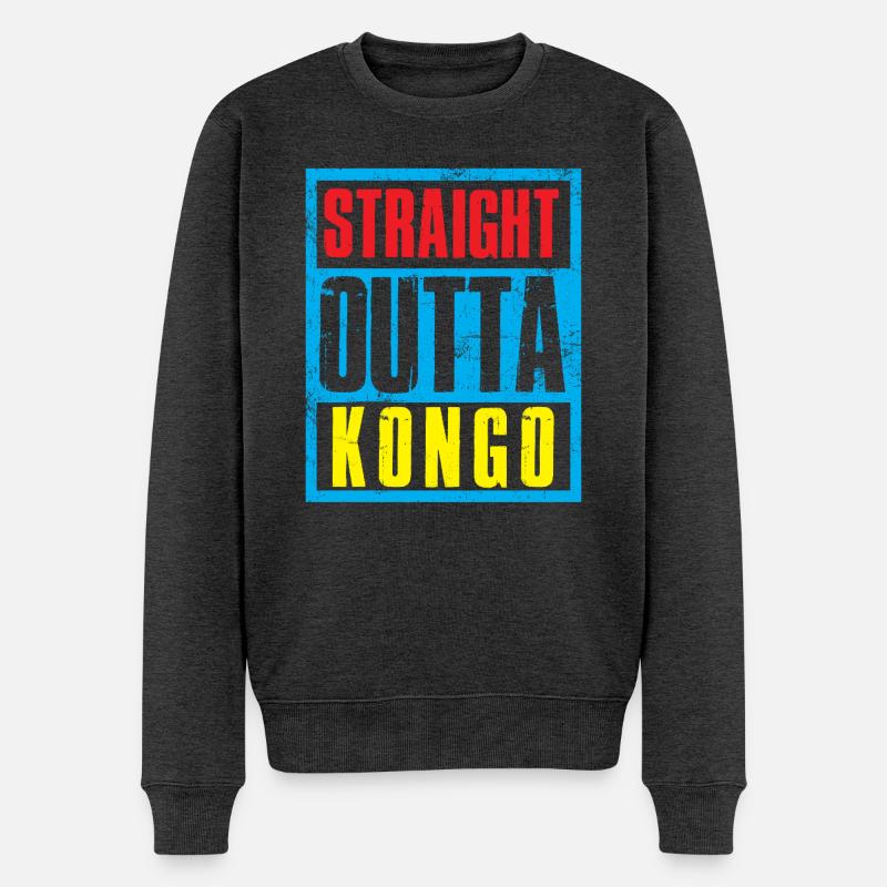 Straight outta Kongo - Männer Premium Bio Pullover - Anthrazit meliert