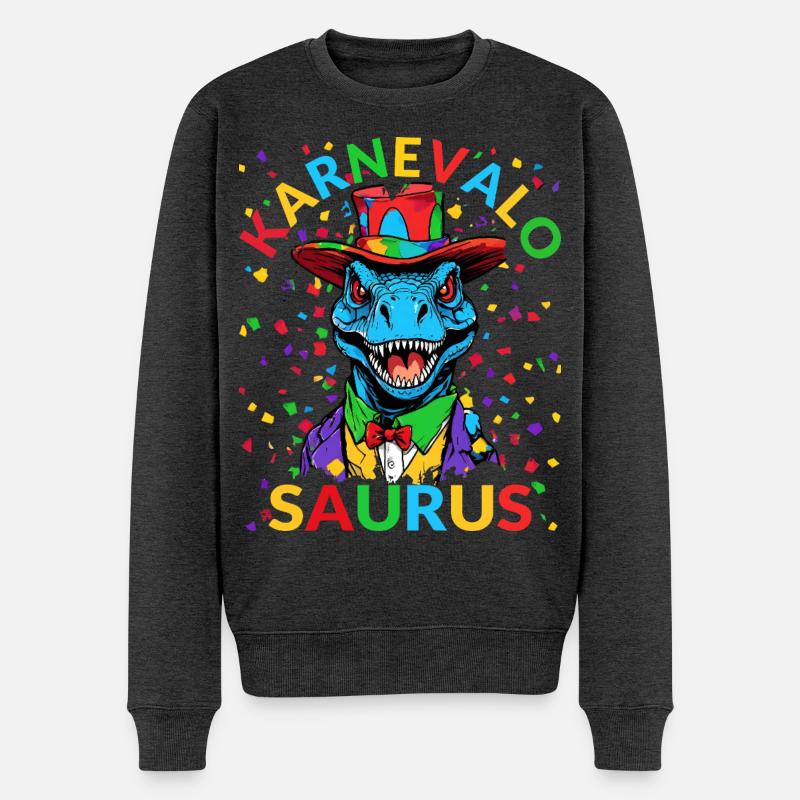 Dinosaurier Kostüm Kölner Karneval Konfetti Dino - Männer Premium Bio Pullover - Anthrazit meliert
