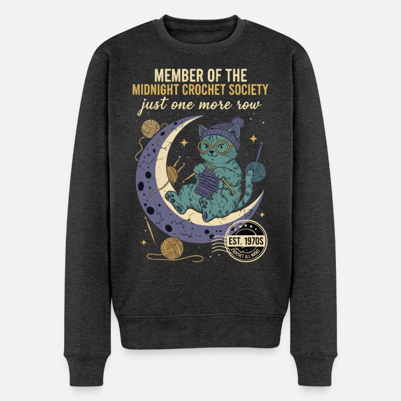 Midnight Crochet Society Nur noch eine Reihe Häkel - Männer Premium Bio Pullover - Anthrazit meliert