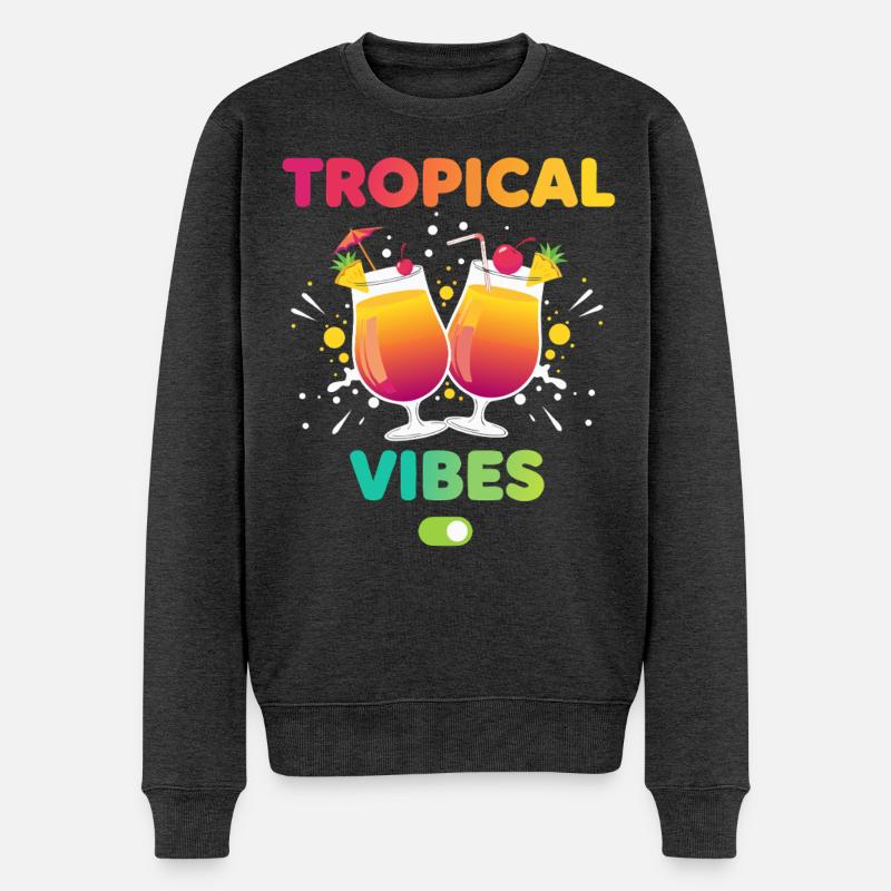 Mode vacances Tropical Vibes - Pull Premium bio Homme - anthracite chiné