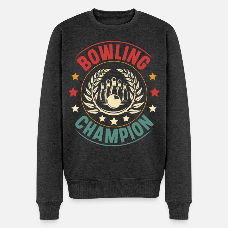 Bowling - Männer Premium Bio Pullover - Anthrazit meliert