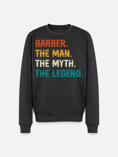 Barber Myth Legend Shirt - Männer Premium Bio Pullover - Anthrazit meliert