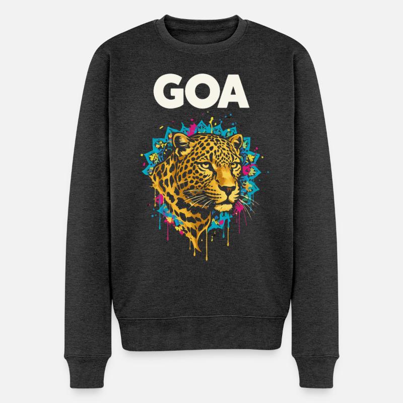 Mandala du léopard de Goa - Pull Premium bio Homme - anthracite chiné