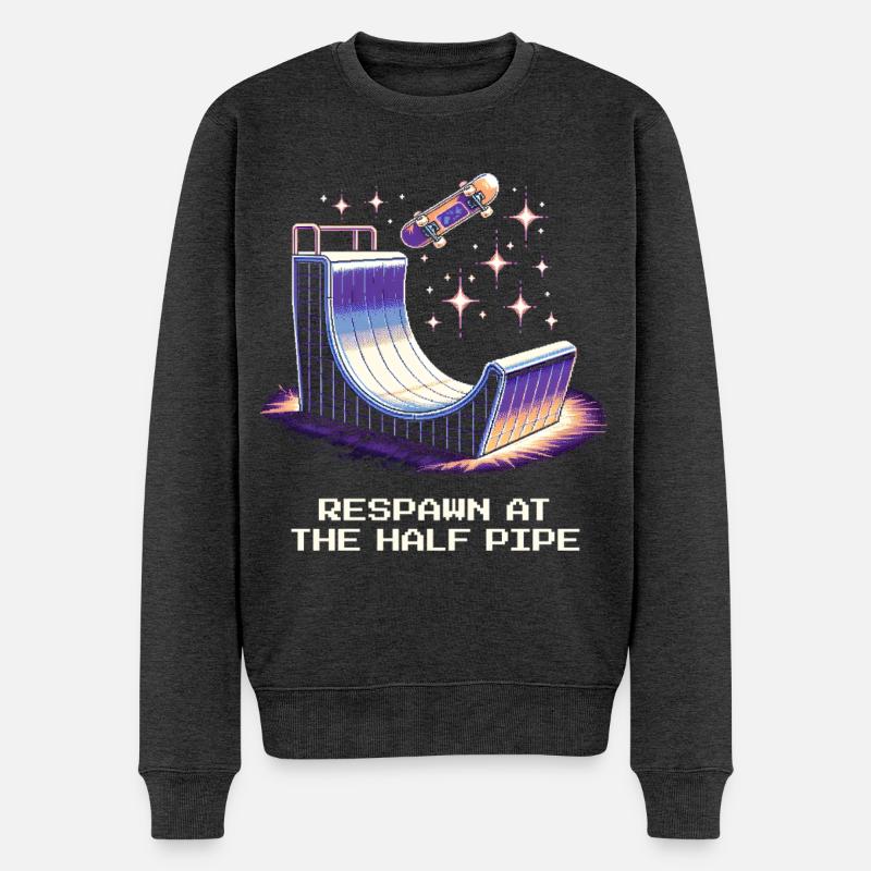 Réapparition au Halfpipe | Skateboard - Pull Premium bio Homme - anthracite chiné