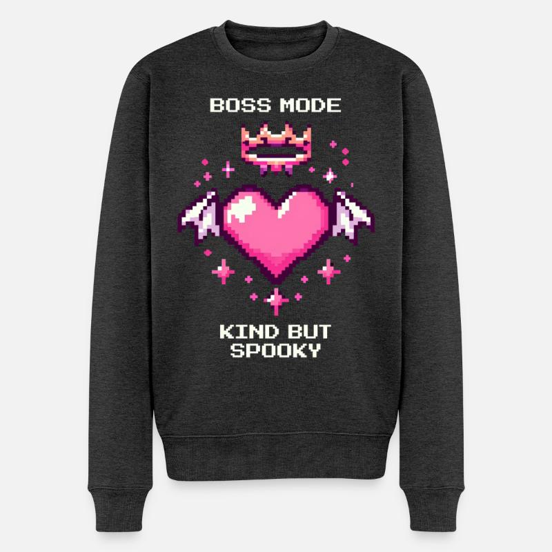 Sanft & Spooky | Soft Goth - Männer Premium Bio Pullover - Anthrazit meliert