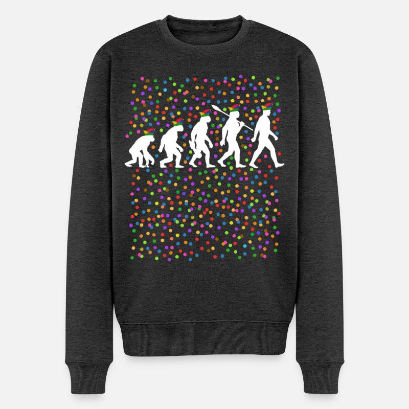 Homo Karnevalis | Evolution der Narren, Fastnacht - Männer Premium Bio Pullover - Anthrazit meliert