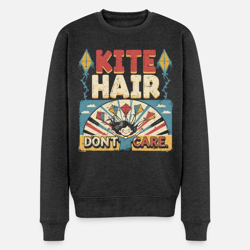 Drachen Drachensteigen - Männer Premium Bio Pullover - Anthrazit meliert