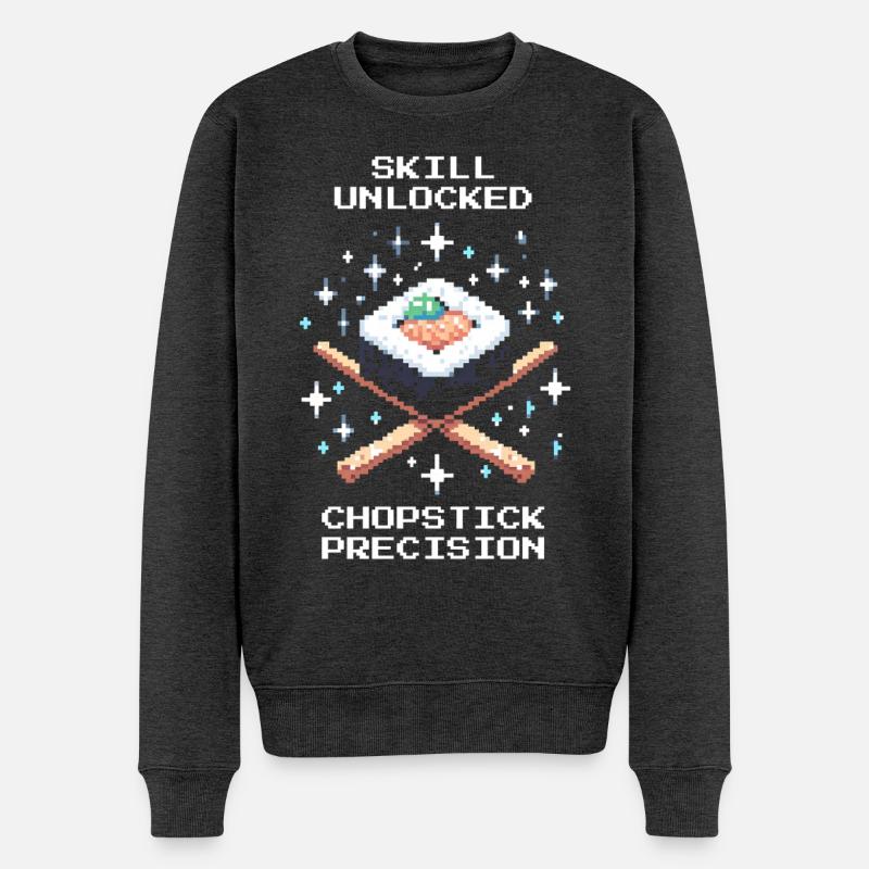 Skill freigeschaltet | Stäbchen Präzision - Männer Premium Bio Pullover - Anthrazit meliert
