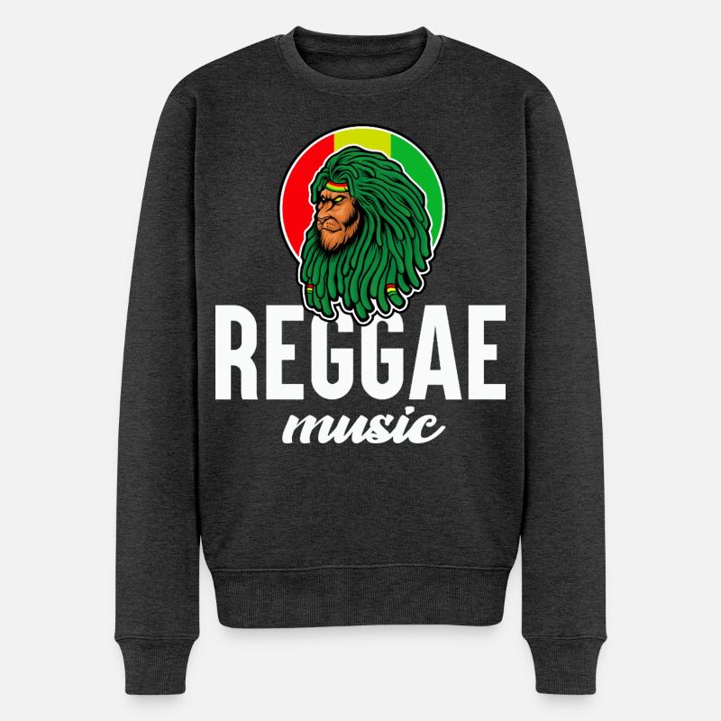 Reggae-Löwe in Rasta-Farben - Männer Premium Bio Pullover - Anthrazit meliert