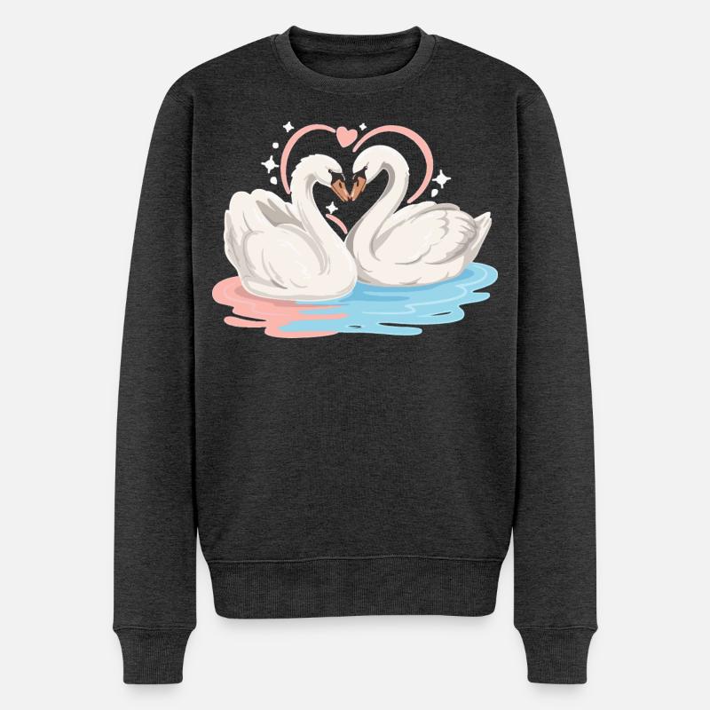 Cœur de cygne dans l’eau - Pull Premium bio Homme - anthracite chiné