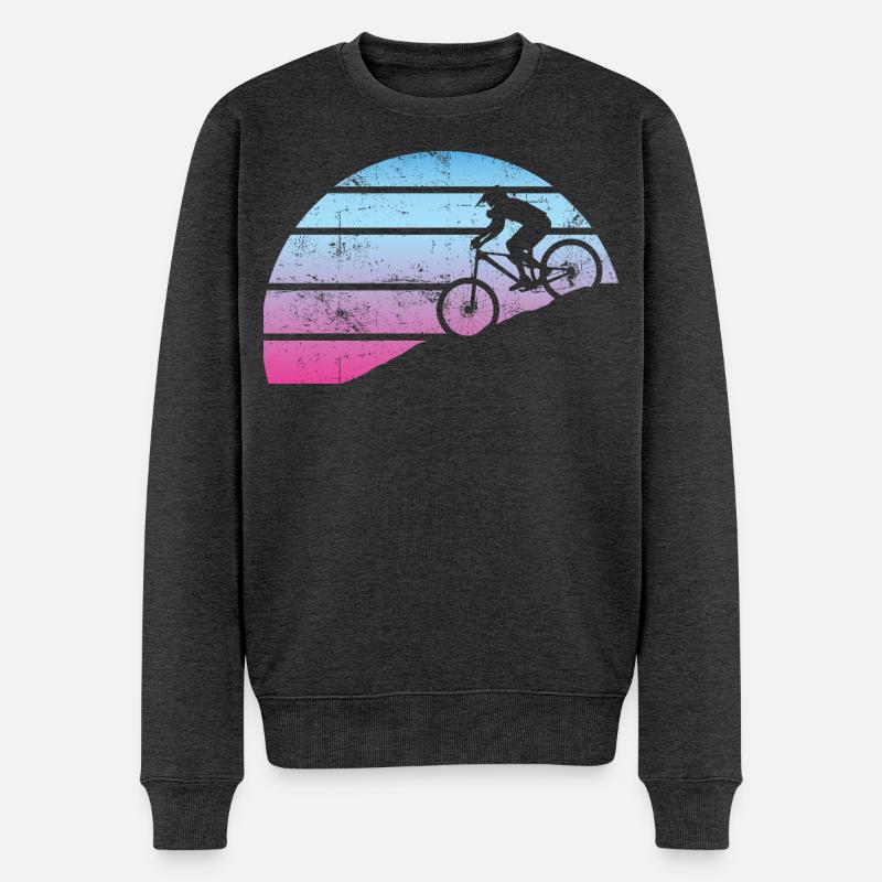 Fahhrrad Sunset - Männer Premium Bio Pullover - Anthrazit meliert