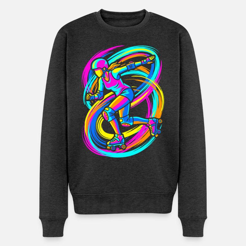 Rollschuhläuferin - Männer Premium Bio Pullover - Anthrazit meliert
