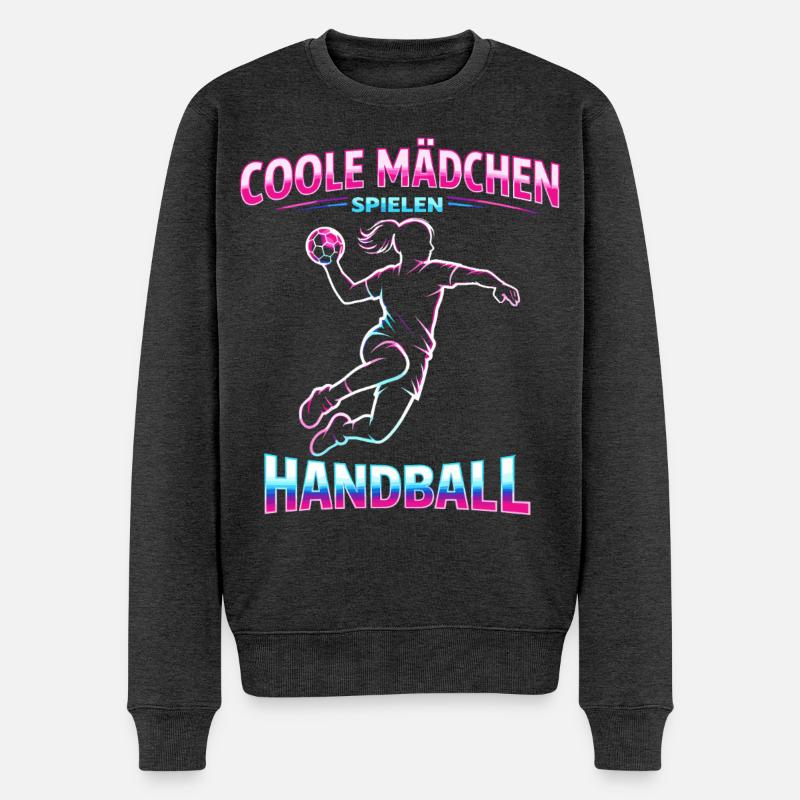 handball mädchen weihnachten geschenk - Männer Premium Bio Pullover - Anthrazit meliert