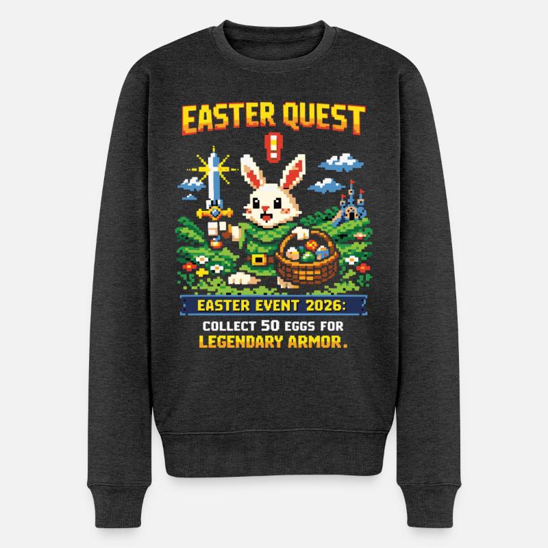 Easter Quest Pixelhase und Lootkorb - Männer Premium Bio Pullover - Anthrazit meliert