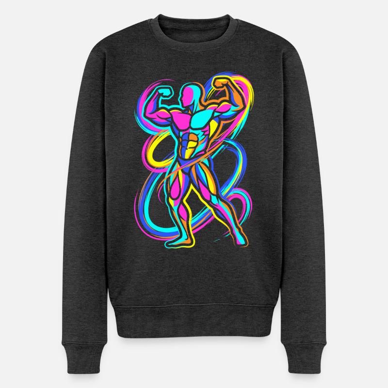 Bodybuilder - Männer Premium Bio Pullover - Anthrazit meliert