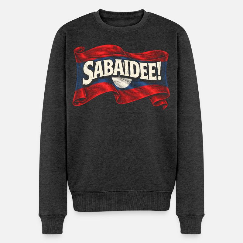 Laos Laotische Wurzel Sabaidee! - Männer Premium Bio Pullover - Anthrazit meliert