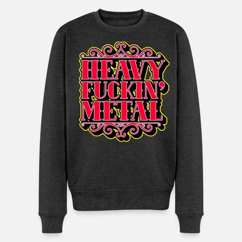 Heavy F***ing Metal - Männer Premium Bio Pullover - Anthrazit meliert