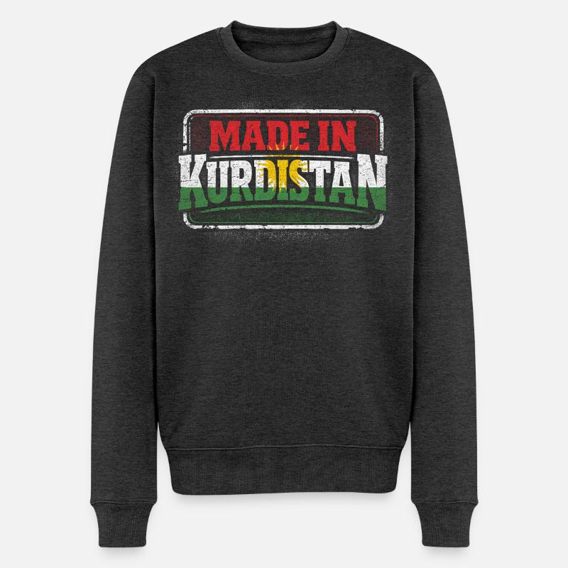 Fabriqué au Kurdistan, kurde, kurde - Pull Premium bio Homme - anthracite chiné