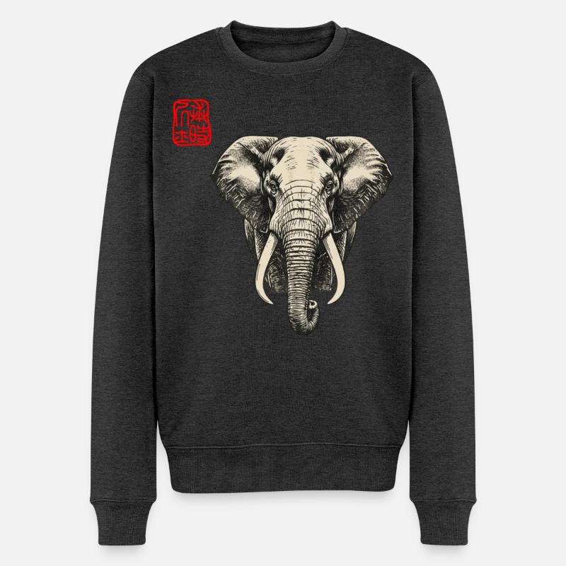 Elefant Asiatisch - Männer Premium Bio Pullover - Anthrazit meliert