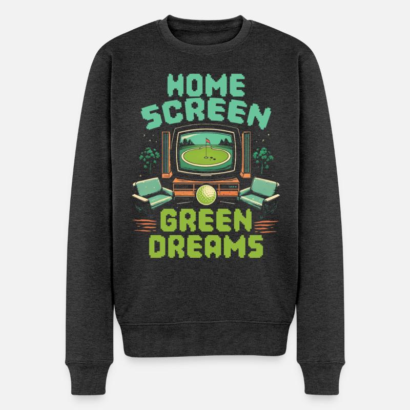 Golfsimulator - Männer Premium Bio Pullover - Anthrazit meliert