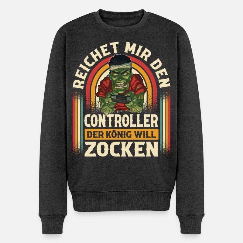 Gaming - Männer Premium Bio Pullover - Anthrazit meliert