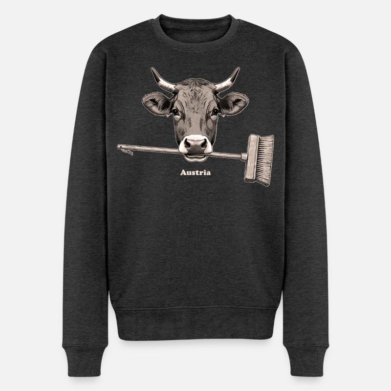 Kuh - Männer Premium Bio Pullover - Anthrazit meliert