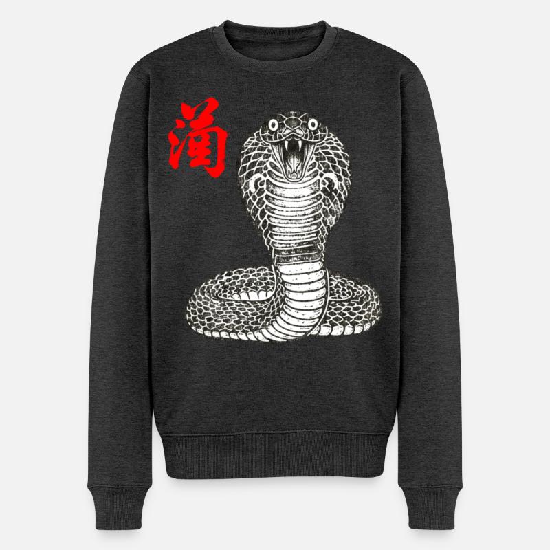 Cobra Asiatisch - Männer Premium Bio Pullover - Anthrazit meliert