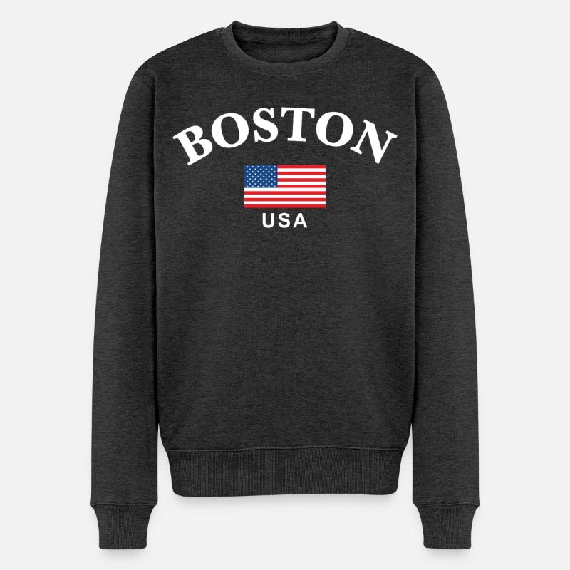 Boston, USA - Männer Premium Bio Pullover - Anthrazit meliert