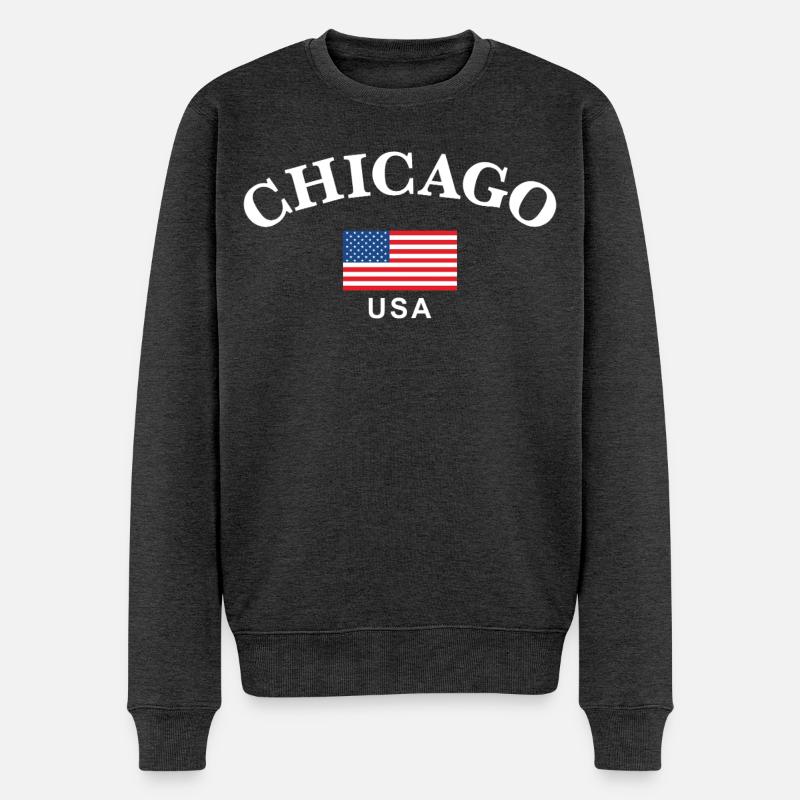 Chicago, USA - Männer Premium Bio Pullover - Anthrazit meliert