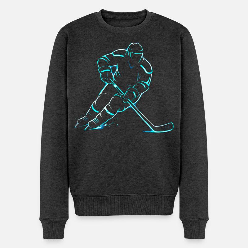Eishockey Junge Spieler Geschenk - Männer Premium Bio Pullover - Anthrazit meliert