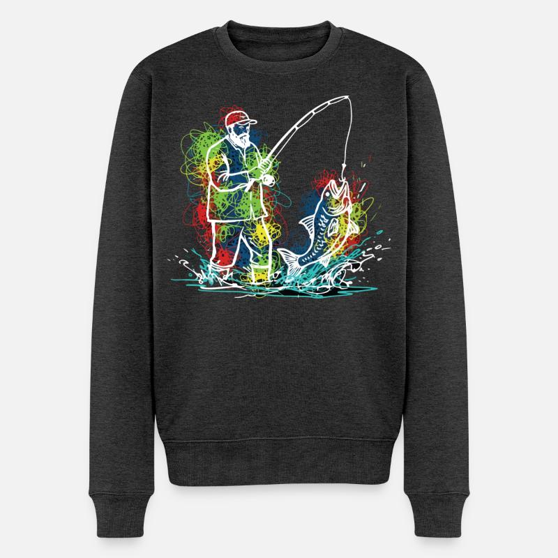 Fischerlegende Fischerfisch - Männer Premium Bio Pullover - Anthrazit meliert