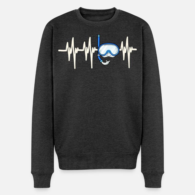 Heartbeat Taucher - Männer Premium Bio Pullover - Anthrazit meliert