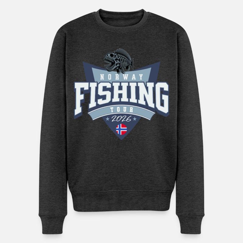 Norwegen Angeltour 2026 - Männer Premium Bio Pullover - Anthrazit meliert