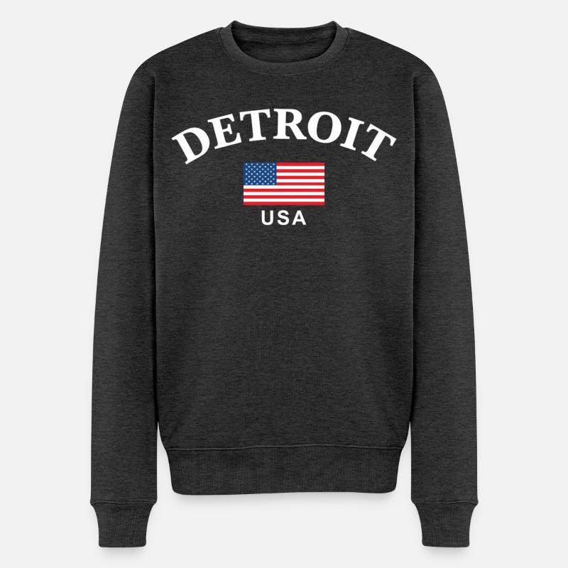 Detroit, USA - Männer Premium Bio Pullover - Anthrazit meliert