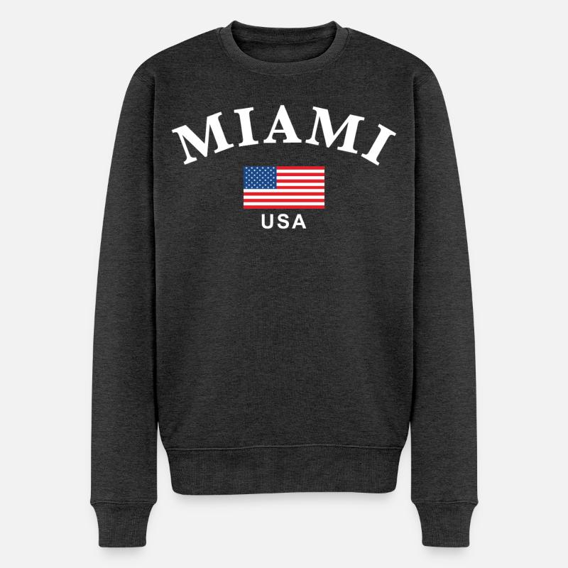 Miami, USA - Männer Premium Bio Pullover - Anthrazit meliert