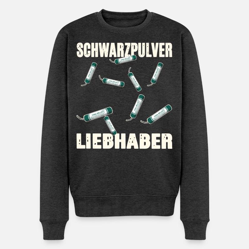 Schwarzpulver Liebhaber - Männer Premium Bio Pullover - Anthrazit meliert