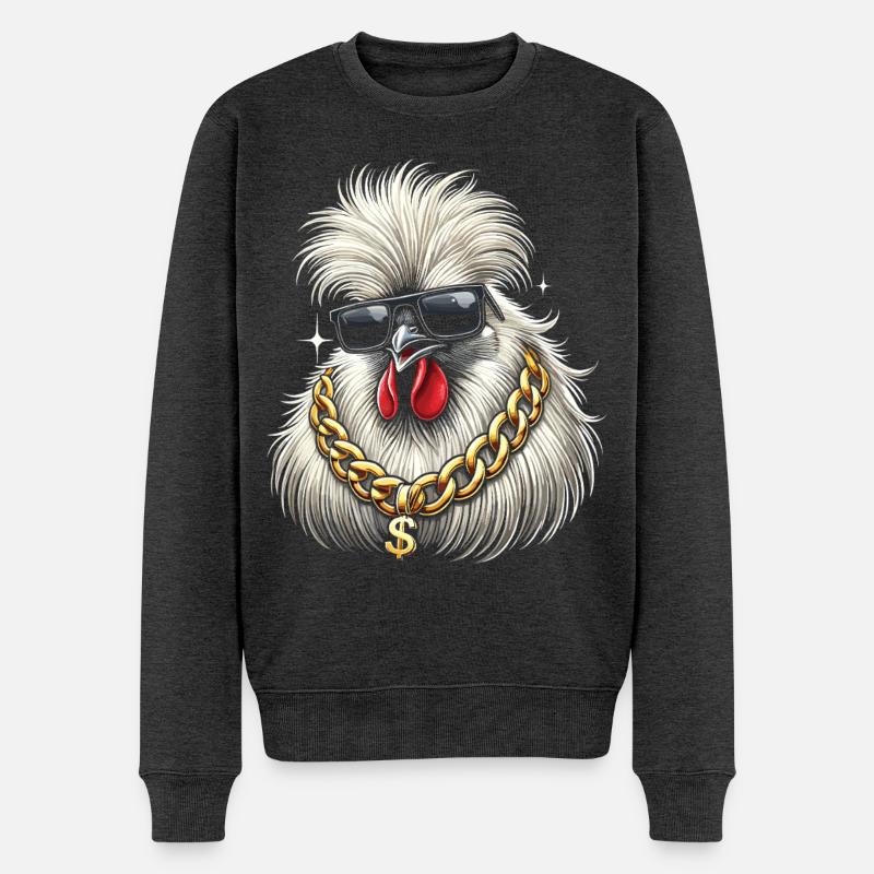 Seidenhuhn - Männer Premium Bio Pullover - Anthrazit meliert
