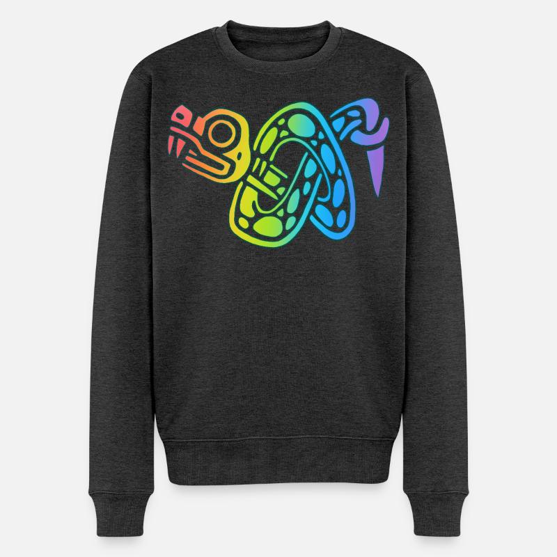 Mehrfarbiger Schlangenknoten - Männer Premium Bio Pullover - Anthrazit meliert