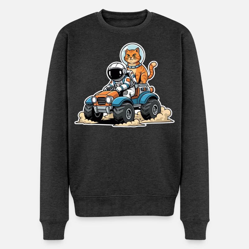 Chat Roux Astronaute Quad Lunaire Espace - Pull Premium bio Homme - anthracite chiné