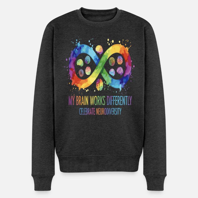 My Brain Works Differently Neurodiversity - Männer Premium Bio Pullover - Anthrazit meliert