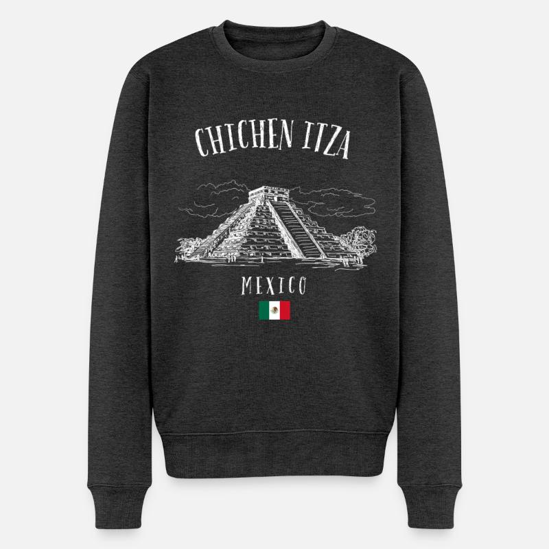 Chichen Itza Pyramide Mexiko - Männer Premium Bio Pullover - Anthrazit meliert