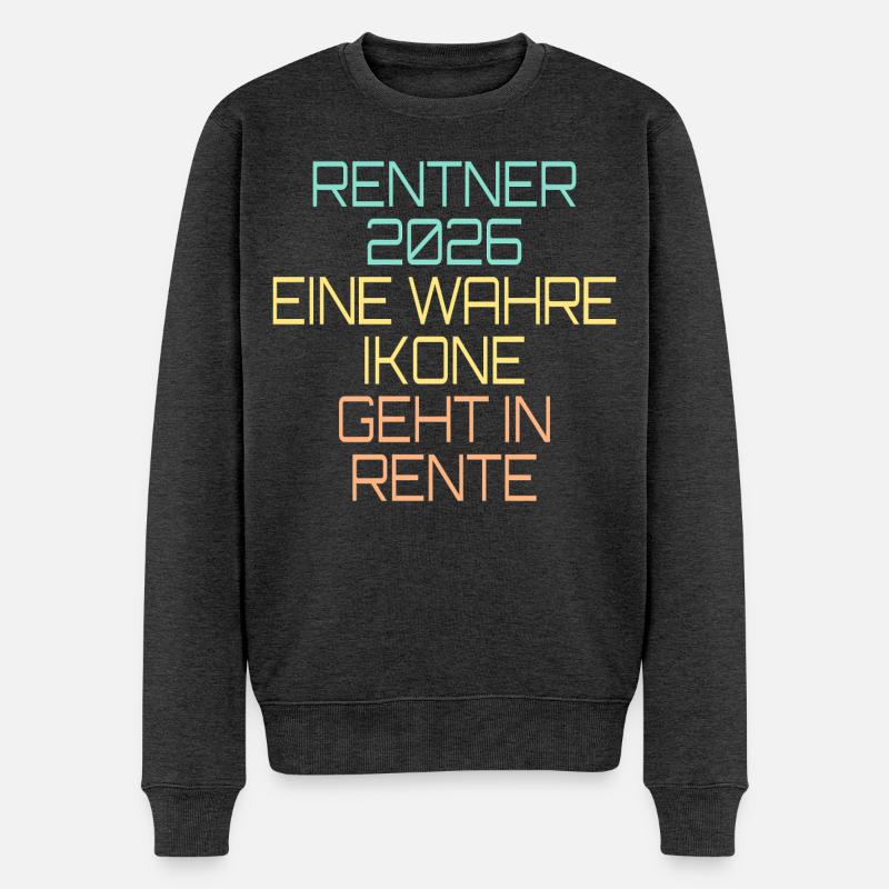 Rentner 2026 Ikone Rente - Männer Premium Bio Pullover - Anthrazit meliert