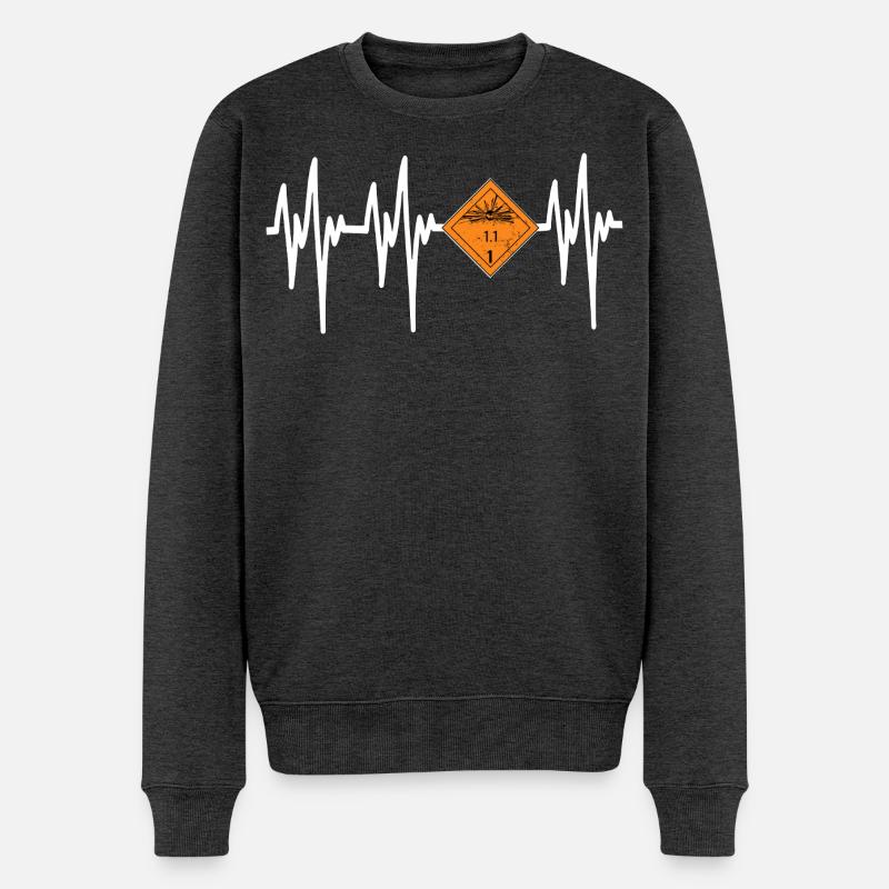 Danger Pyro Battement de Cœur - Pull Premium bio Homme - anthracite chiné