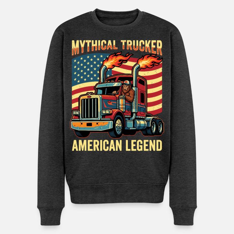 Trucker Bigfoot US-Sattelzugfahrer - Männer Premium Bio Pullover - Anthrazit meliert