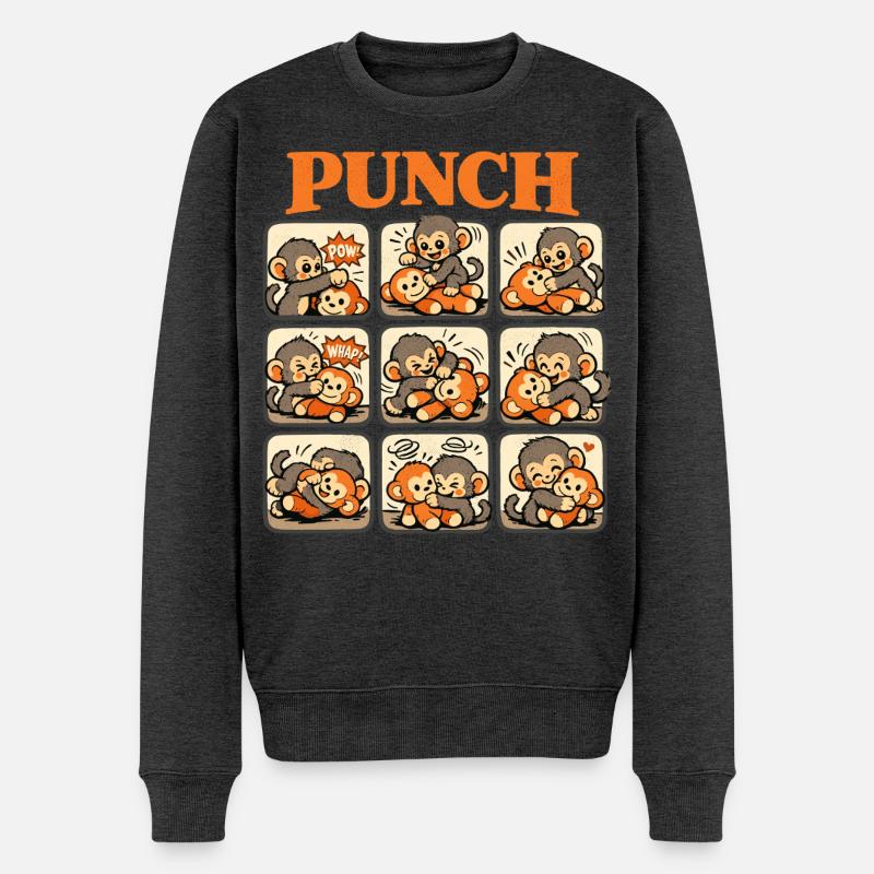Singe Cooler Punch Bébé Singe mignon - Pull Premium bio Homme - anthracite chiné