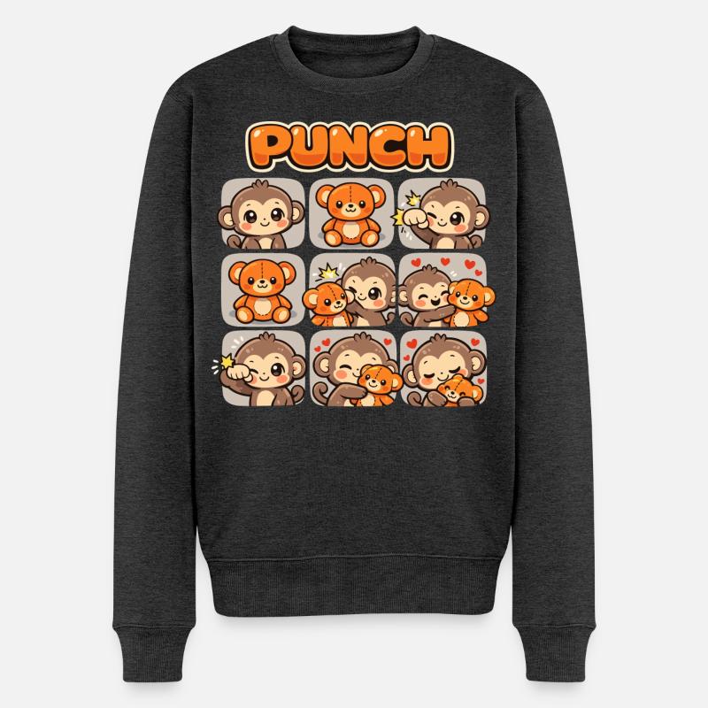 Affe Süßer Baby Faustschlag Geschenk - Männer Premium Bio Pullover - Anthrazit meliert