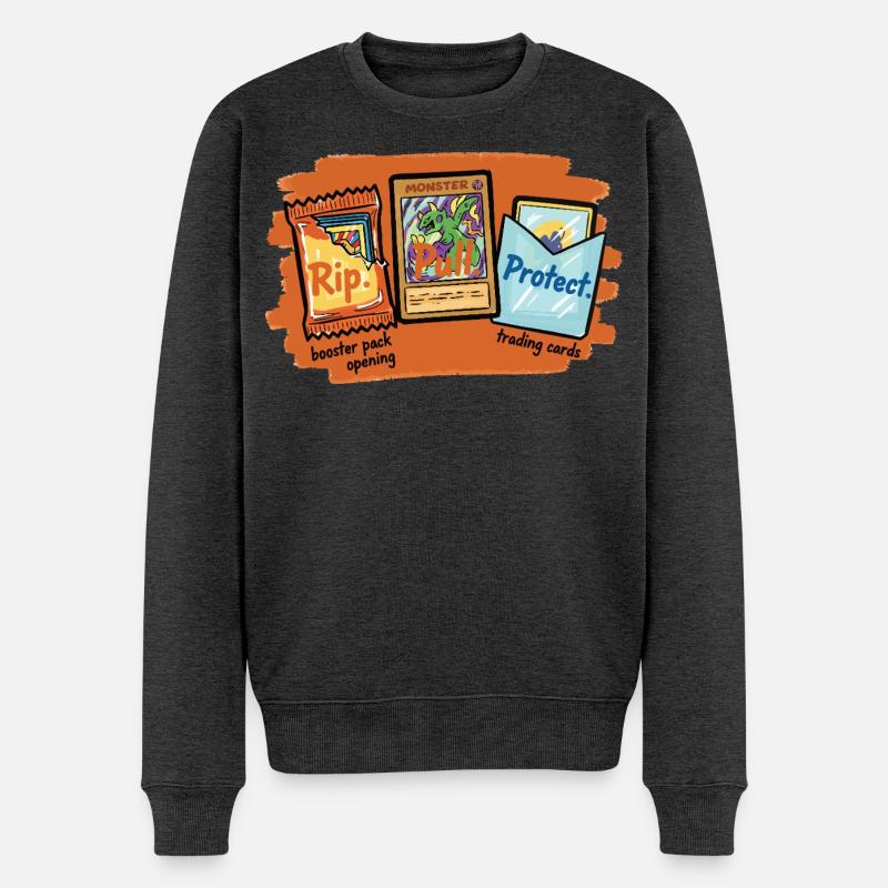 Rip Pull Protect Sammelkarten-Boosterpack-Öffnung - Männer Premium Bio Pullover - Anthrazit meliert