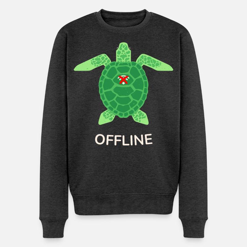 Offline-Modus Turtle - Männer Premium Bio Pullover - Anthrazit meliert