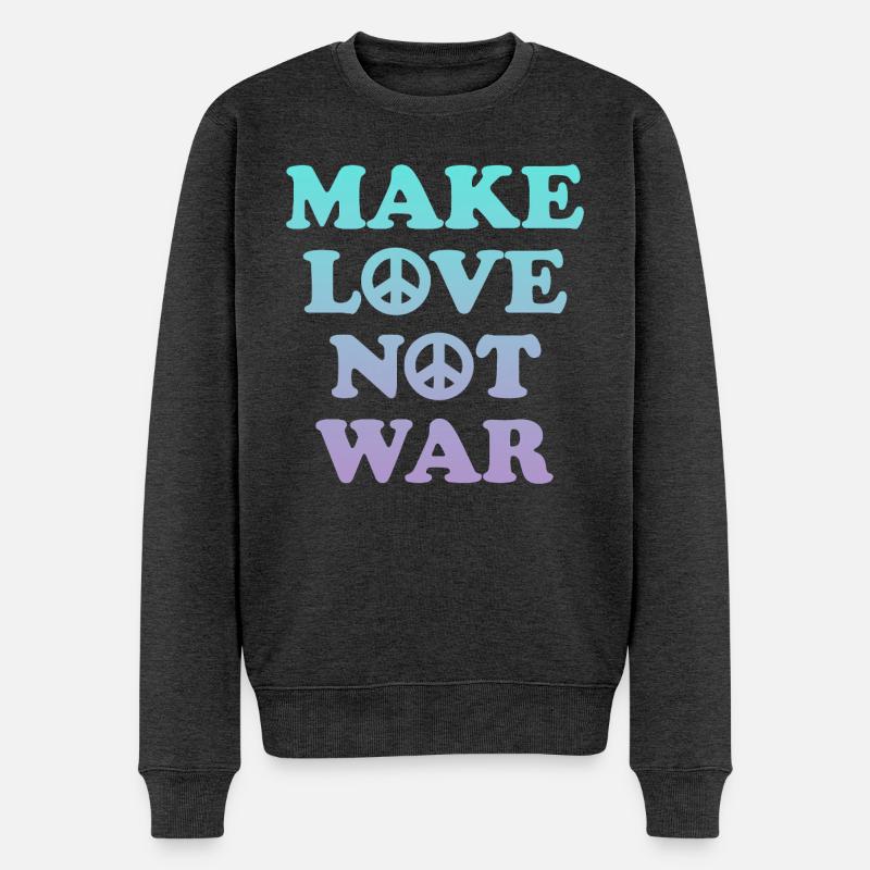 Make Love not War - Männer Premium Bio Pullover - Anthrazit meliert