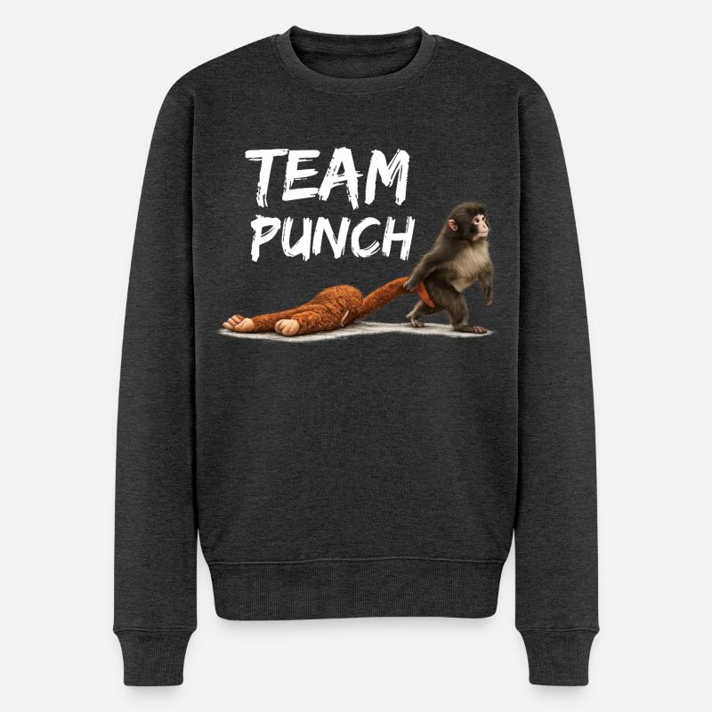 Team Punch Viral Monkey Shirt - Männer Premium Bio Pullover - Anthrazit meliert
